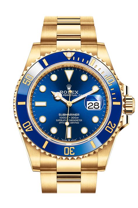 gold rolex blue bezel.